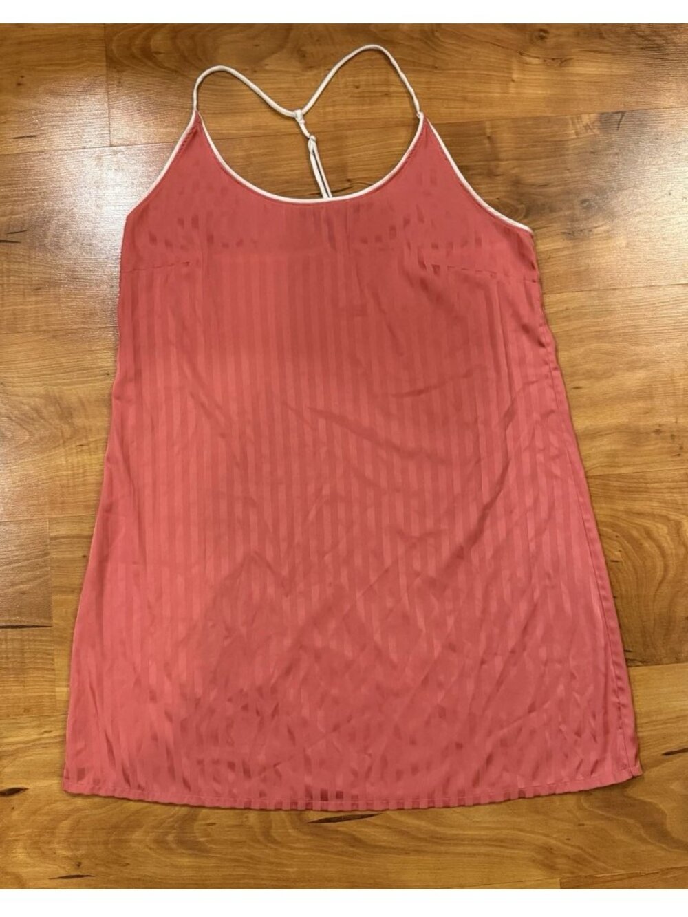 Auden Luxury Collection Womens Medium Shadow Striped Satin Pajama Chemise Coral